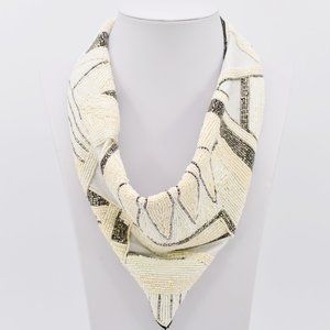Beaded ivory bandana style necklace